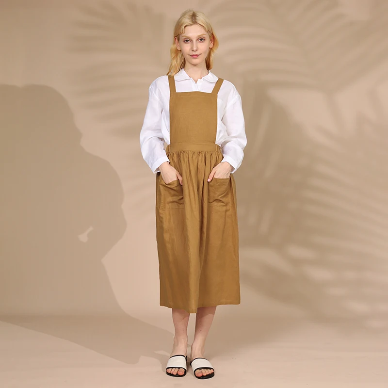 Vintage Overall Women's Dress Summer Sundress Casual Square Collar Japanese Korean Midi Dress With Pockes Vestidos Robe Femme