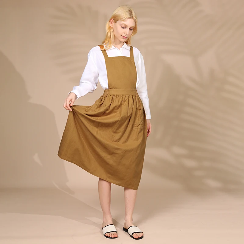 Vintage Overall Women's Dress Summer Sundress Casual Square Collar Japanese Korean Midi Dress With Pockes Vestidos Robe Femme