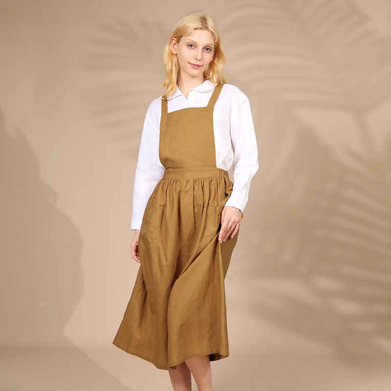Vintage Overall Women's Dress Summer Sundress Casual Square Collar Japanese Korean Midi Dress With Pockes Vestidos Robe Femme