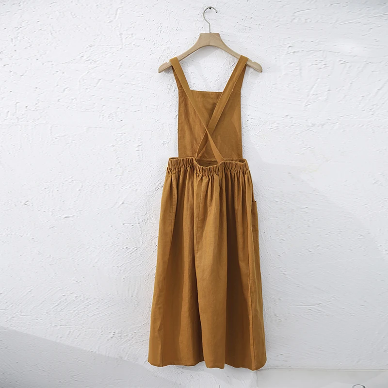 Vintage Overall Women's Dress Summer Sundress Casual Square Collar Japanese Korean Midi Dress With Pockes Vestidos Robe Femme