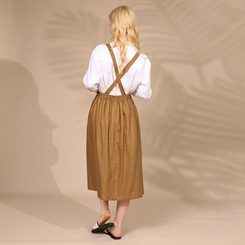 Vintage Overall Women's Dress Summer Sundress Casual Square Collar Japanese Korean Midi Dress With Pockes Vestidos Robe Femme