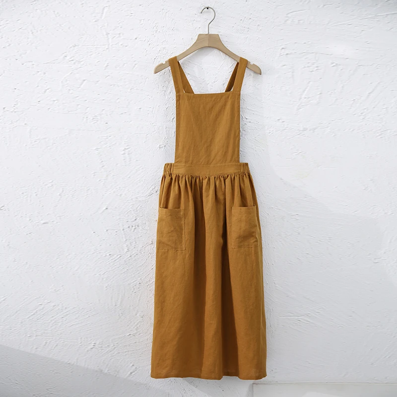 Vintage Overall Women's Dress Summer Sundress Casual Square Collar Japanese Korean Midi Dress With Pockes Vestidos Robe Femme