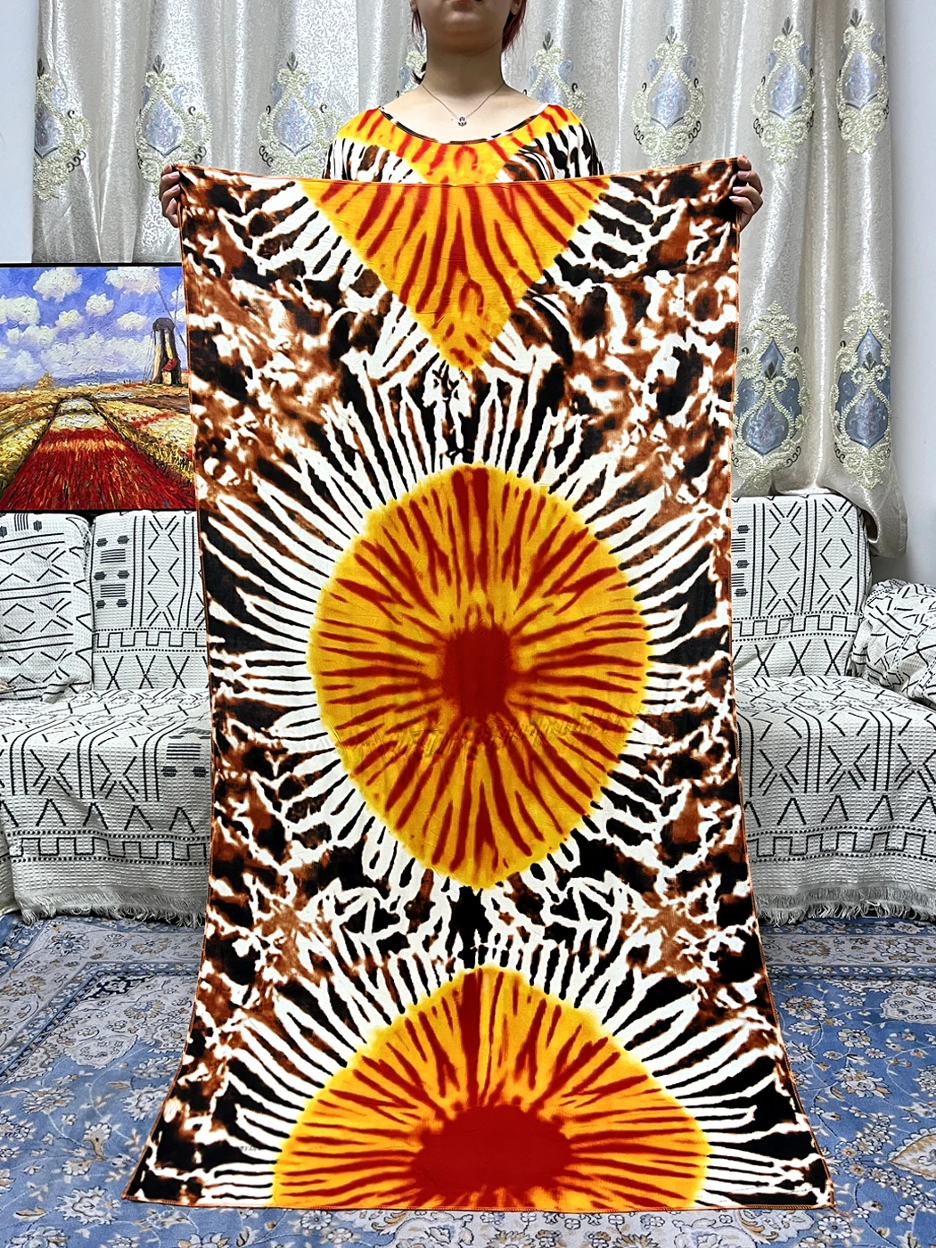 Muslim Cotton Abayas For Women Dubai 2023 Printed Floral Loose Femme Robe African Islam Nigeria Dress With 170x60cm Shawl Scarf
