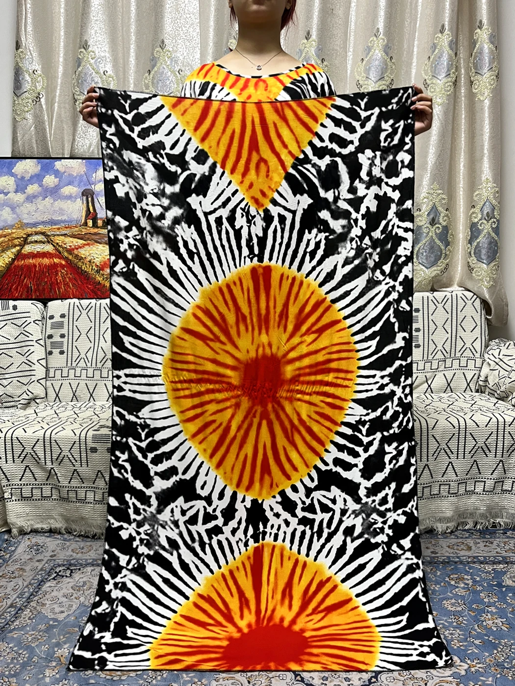 Muslim Cotton Abayas For Women Dubai 2023 Printed Floral Loose Femme Robe African Islam Nigeria Dress With 170x60cm Shawl Scarf
