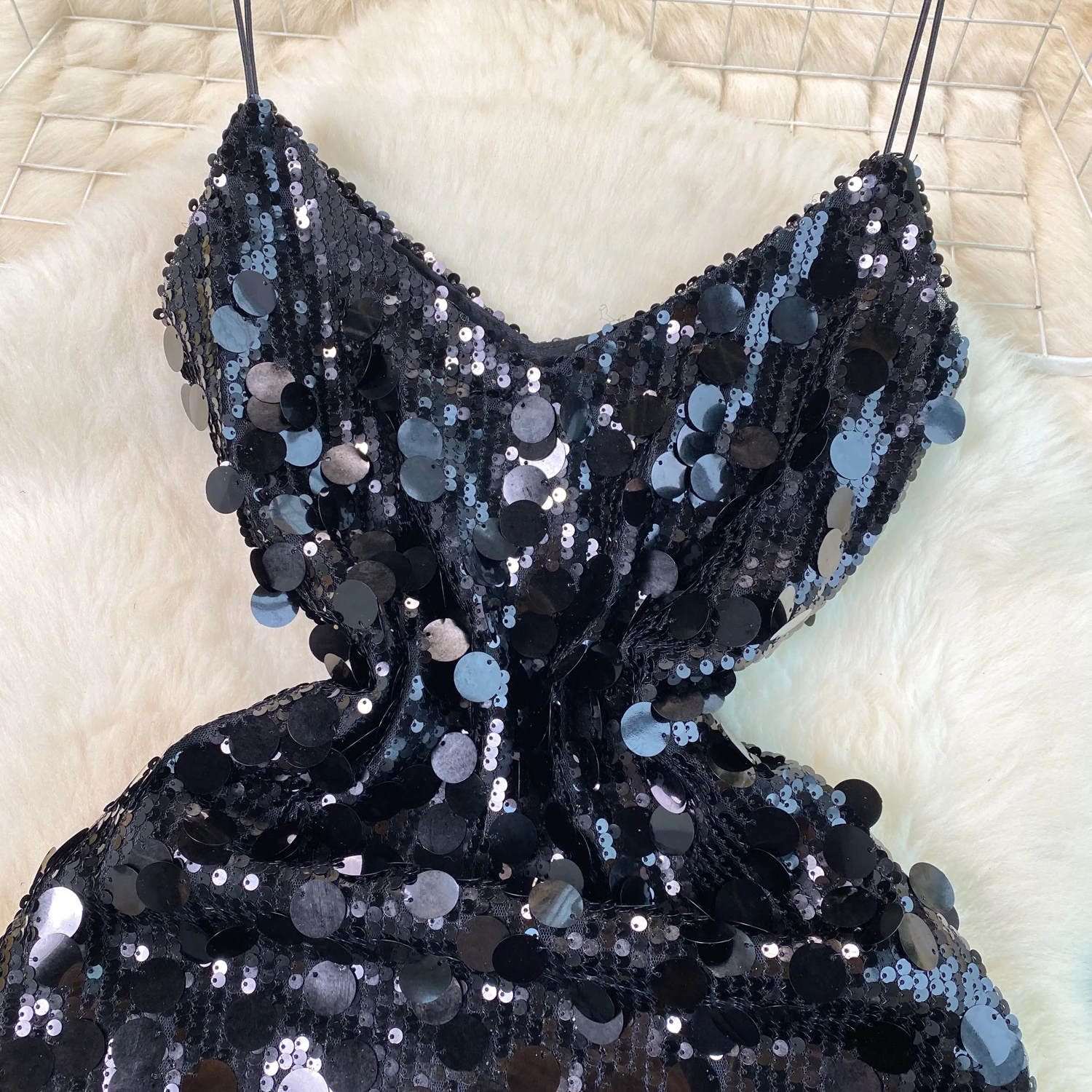 Sexy Sequin velvet slip Dress Chic Vintage Evening Party Club Women Chic elegant Slim Hip Wrap dresses