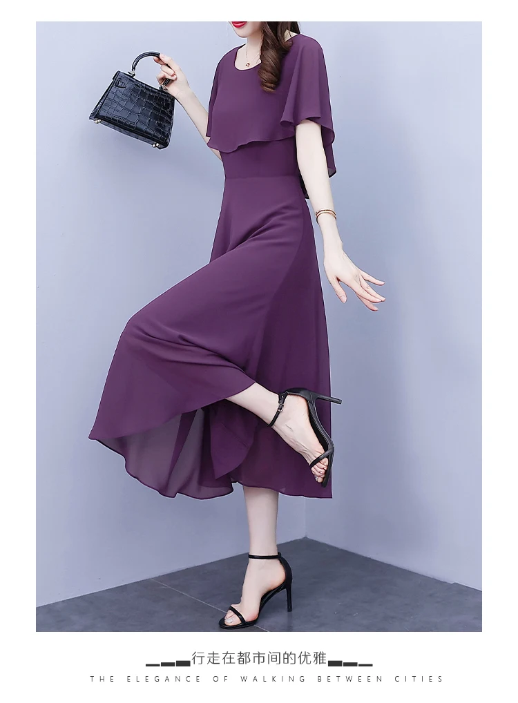 Summer Chiffon Ruffled Casual Beach Holiday Long Dress Women Elegant Bodycon Chic Prom Dress 2024 Black Vintage Party Midi Dress