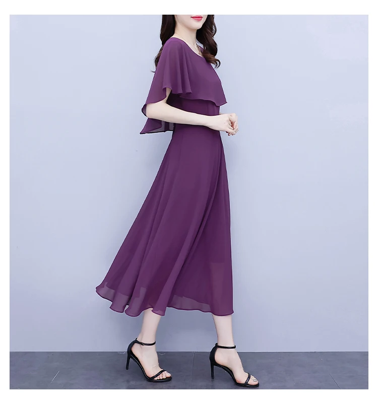 Summer Chiffon Ruffled Casual Beach Holiday Long Dress Women Elegant Bodycon Chic Prom Dress 2024 Black Vintage Party Midi Dress