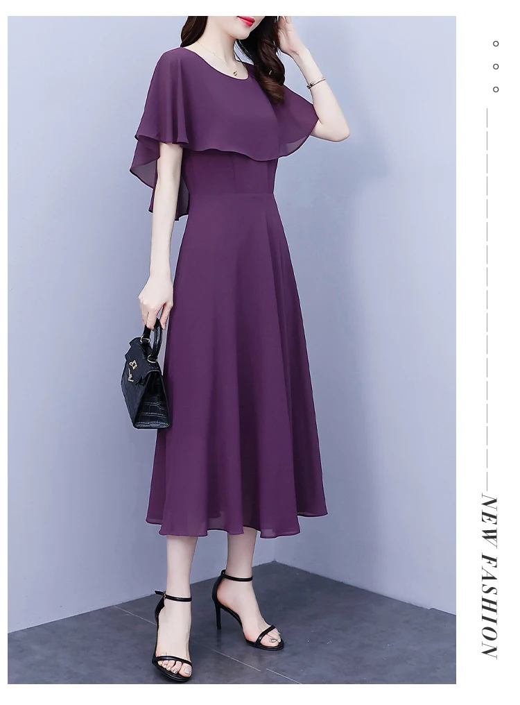 Summer Chiffon Ruffled Casual Beach Holiday Long Dress Women Elegant Bodycon Chic Prom Dress 2024 Black Vintage Party Midi Dress