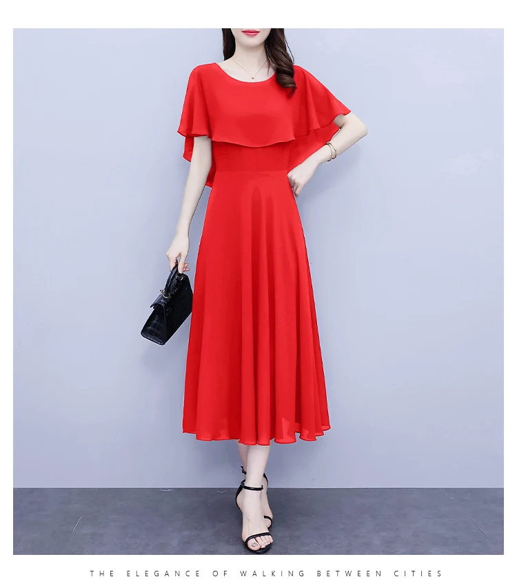 Summer Chiffon Ruffled Casual Beach Holiday Long Dress Women Elegant Bodycon Chic Prom Dress 2024 Black Vintage Party Midi Dress