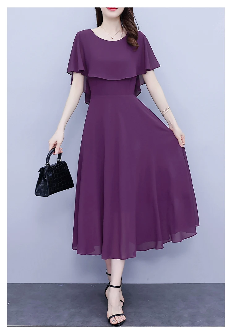 Summer Chiffon Ruffled Casual Beach Holiday Long Dress Women Elegant Bodycon Chic Prom Dress 2024 Black Vintage Party Midi Dress