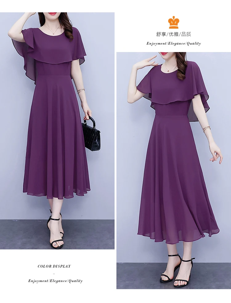 Summer Chiffon Ruffled Casual Beach Holiday Long Dress Women Elegant Bodycon Chic Prom Dress 2024 Black Vintage Party Midi Dress