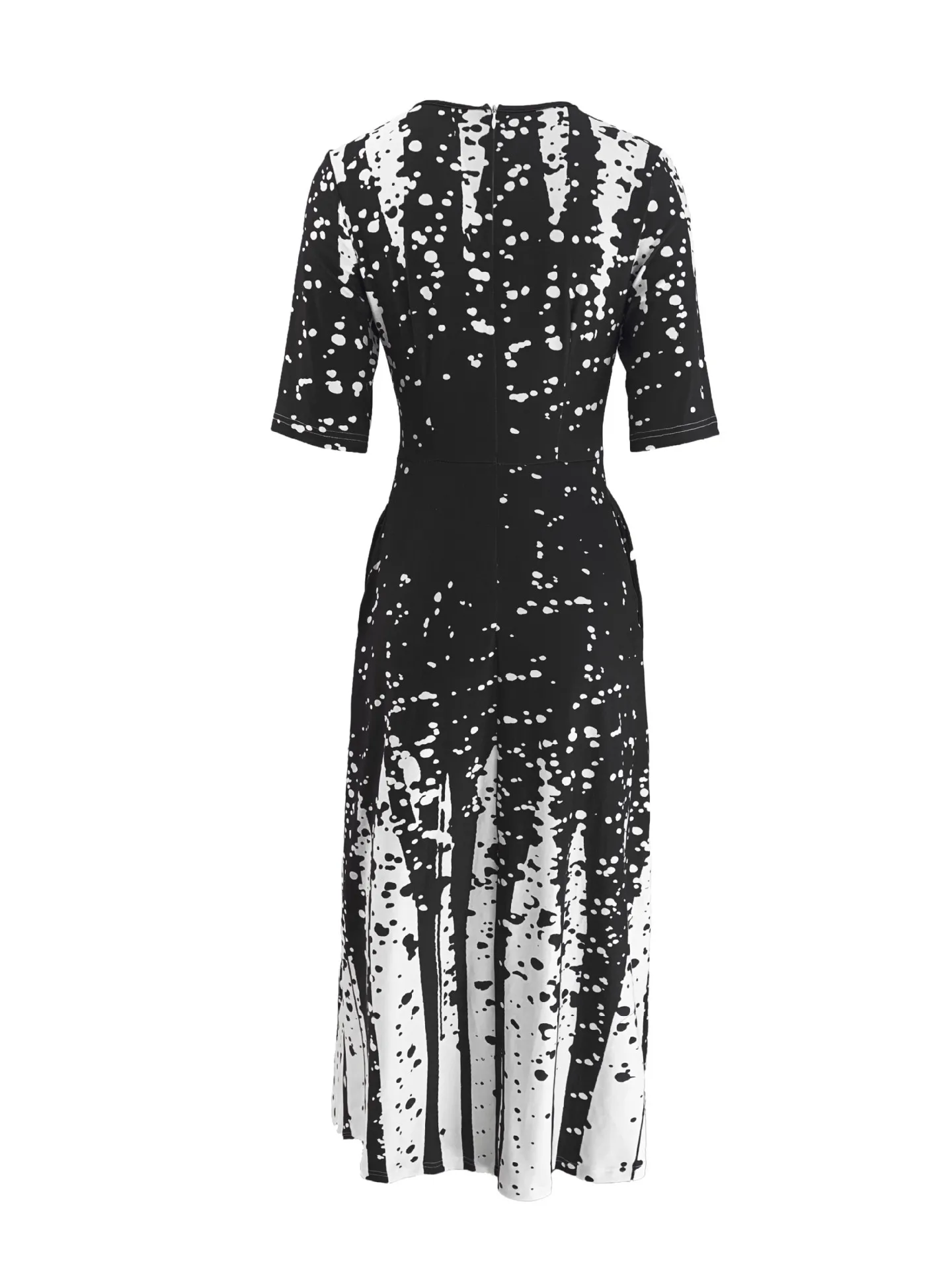 Women's Elegant Party Long Dresses Loose Round Neck Short Sleeves Retro Printed Casual Long Dress 2024