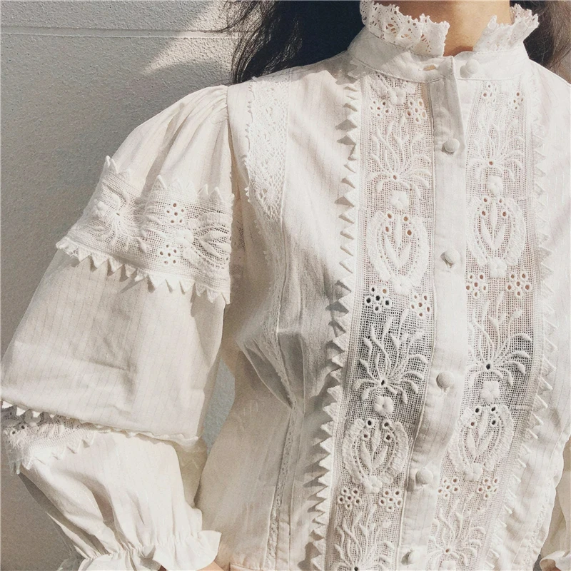 GypsyLady Boho Embroidery Lace Chic Blouses Shirts Summer Spring Women Hollow Out Long Sleeve Sexy Ladies Shirt Tops Blouses new