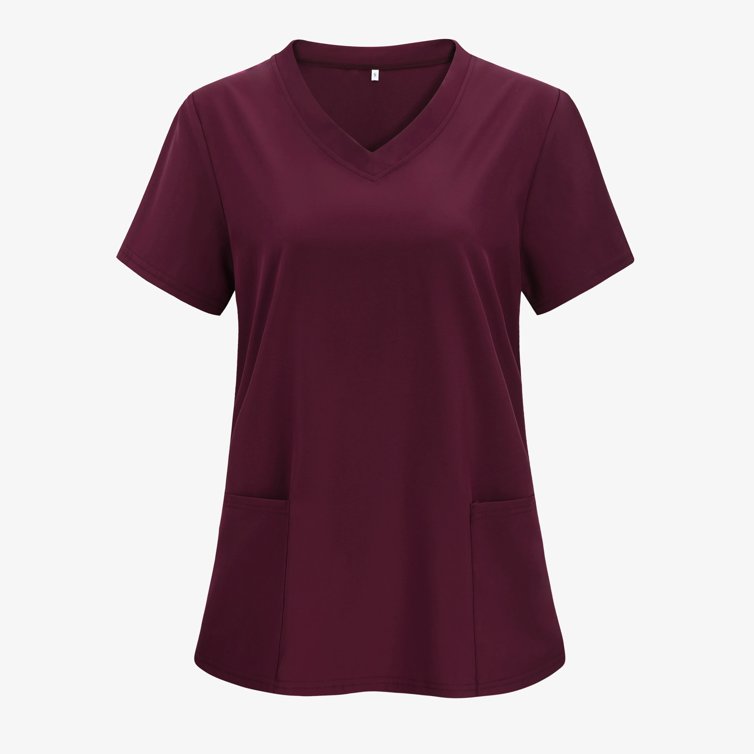 XUANSHOW 1pcs Woven Working Wear Women Nurse Uniform Long Shirts Pocket Front Tops Casual Short Sleeve V Neck Women's Clothing