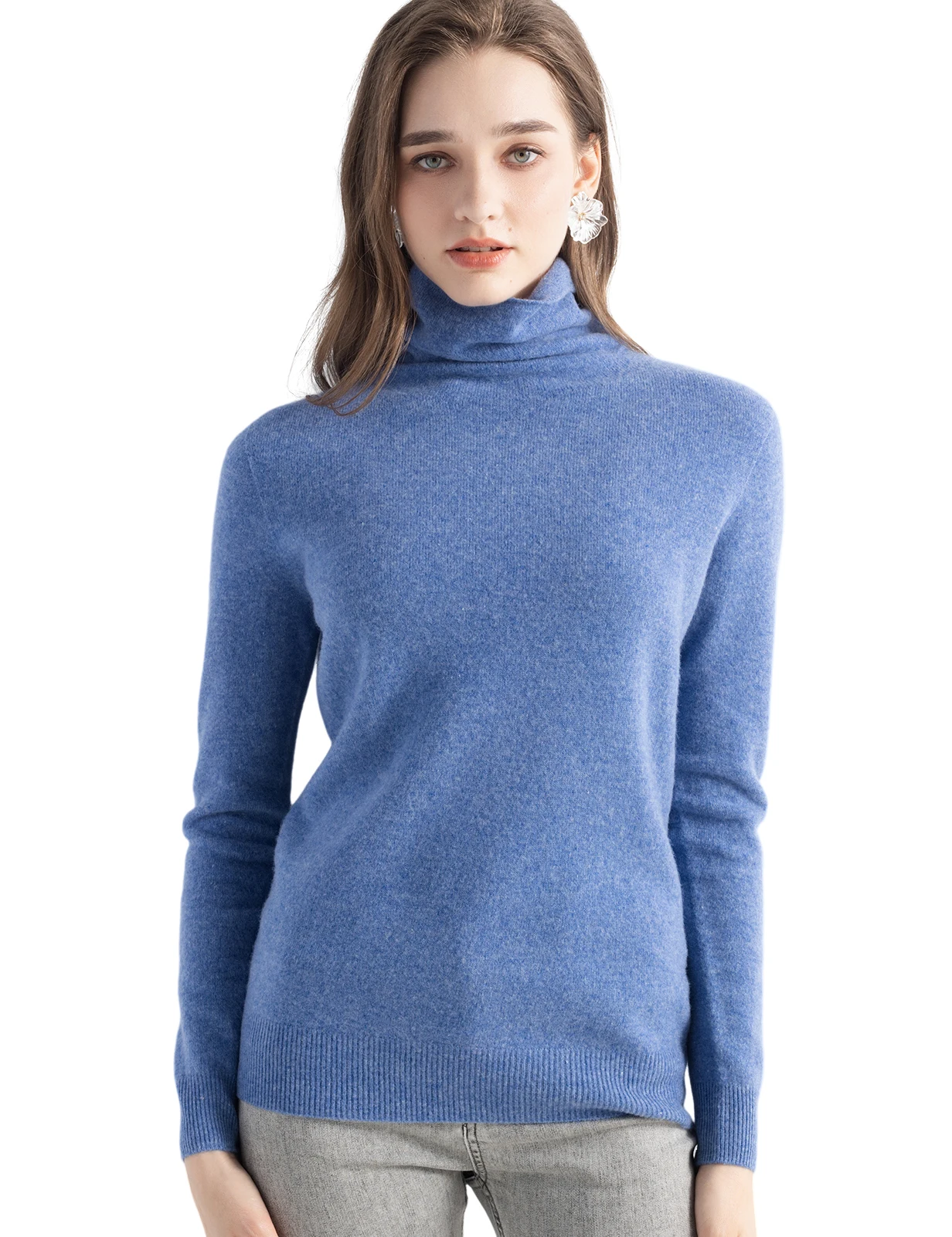 100% Merino Wool Turtleneck Sweater Women's Clothing Pullover Turtleneck Sweater Fall Winter Jumper Long Sleeve Knitted Warm Top
