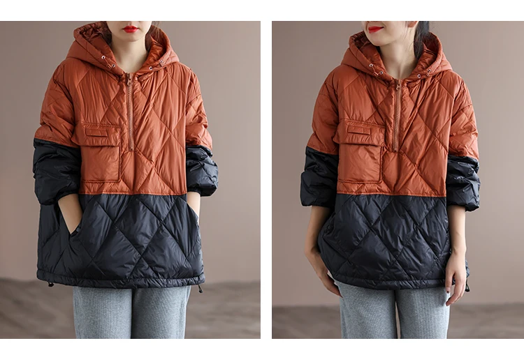 Amax luluE 2024 Winter Fashion Loose Quilted Design Jeacket Women Casual Warm Hooded Parkas Ladies Luxury Classic Big Size Coats