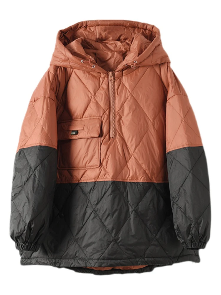 Amax luluE 2024 Winter Fashion Loose Quilted Design Jeacket Women Casual Warm Hooded Parkas Ladies Luxury Classic Big Size Coats