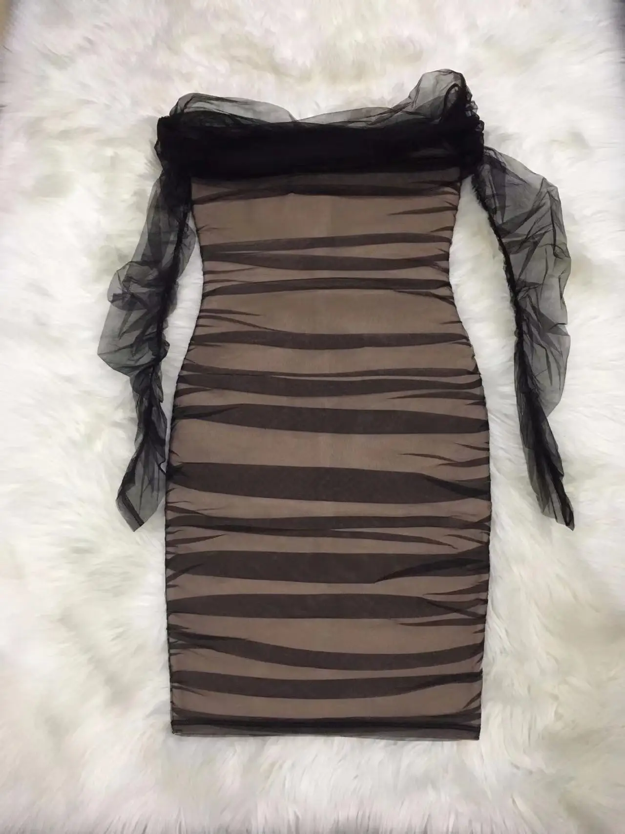 2024 Summer Women's New Black Off Shoulder long sleeve Neck Sexy Lace Patchwork Bandage Tight Dress Birthday Party Dress