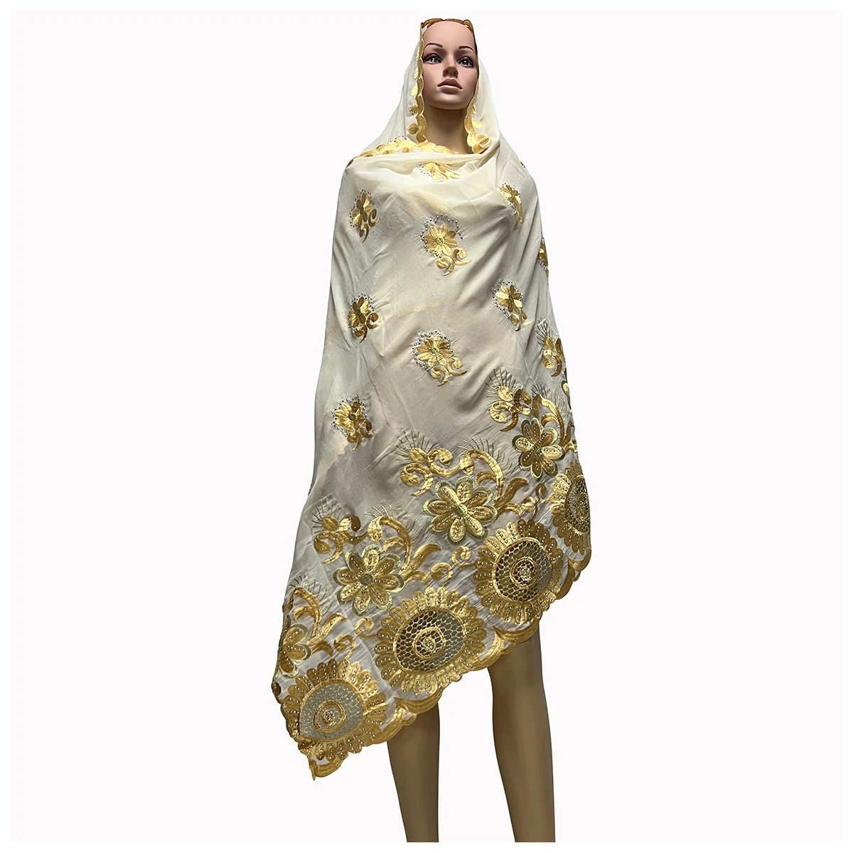 2026 Latest Hot Sales 100% Cotton Big Size Scarf African Women Hijab Scarf Embrodiery Muslim Scarf For Pray On Wholesale Price