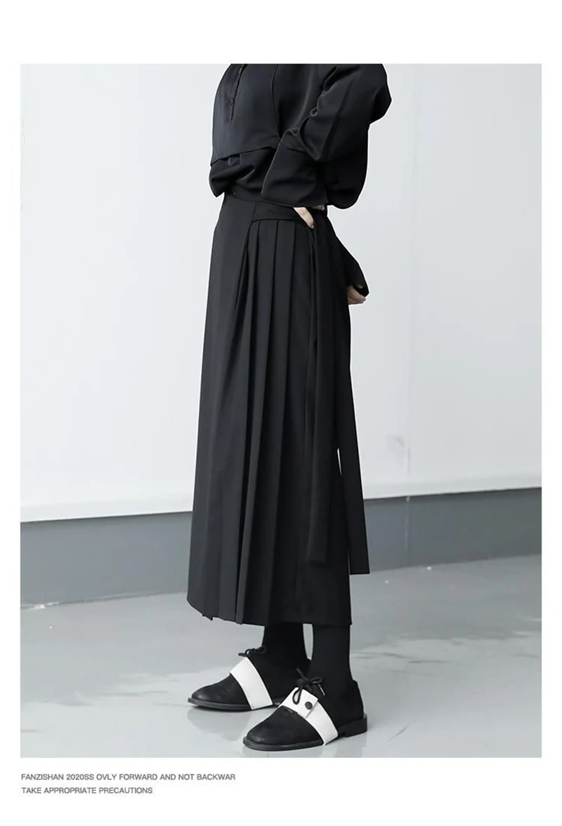 Zoki Vintage Black Y2K Pants Women Harajuku High Waist Gothic Wide Leg Pant Skirt Streetwear Bf Bandage Patchwork Korean Pants