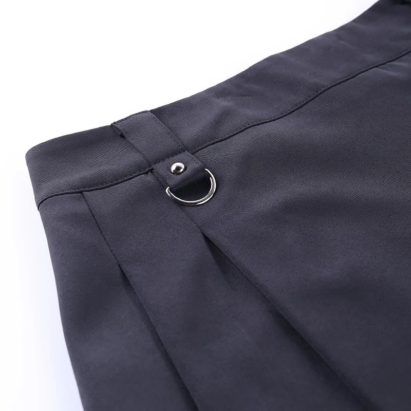 Black Skirt Harajuku Punk Gothic Black High Waist Black Women Sexy Patchwork Bandage Mini Skirt Female Streetwear