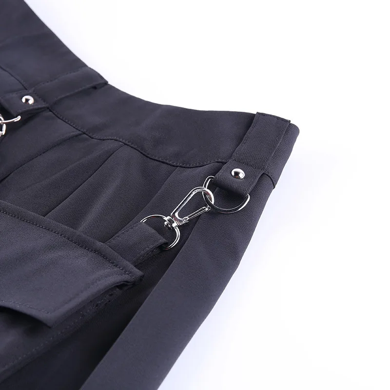 Black Skirt Harajuku Punk Gothic Black High Waist Black Women Sexy Patchwork Bandage Mini Skirt Female Streetwear
