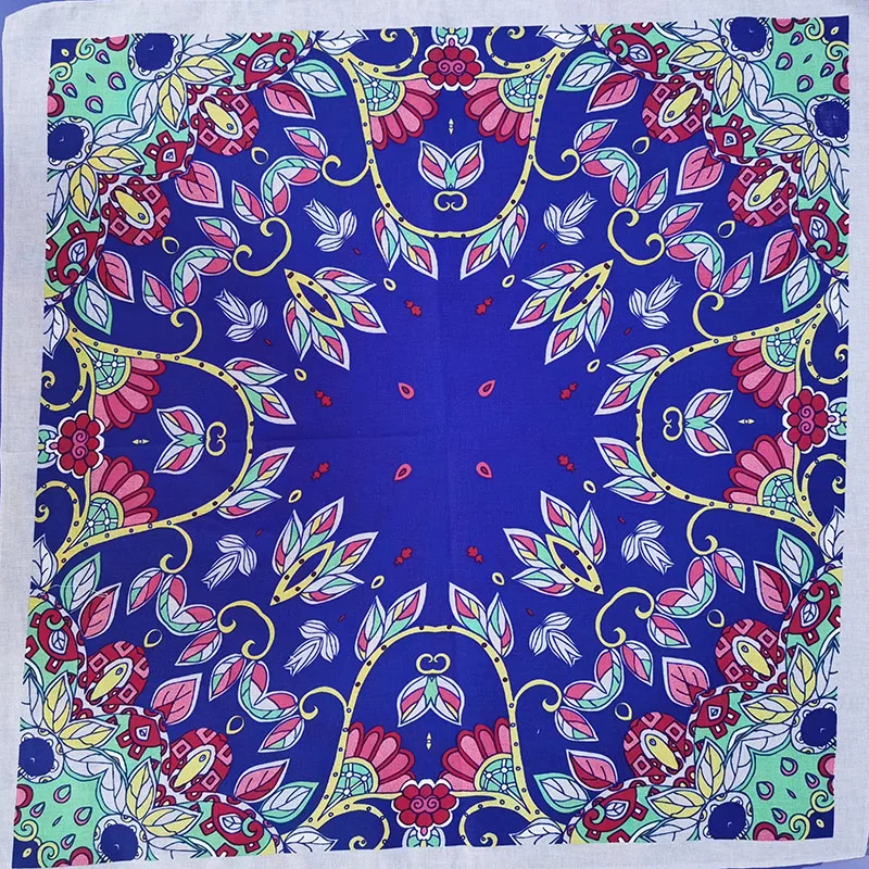 New Design Fashion Lady Beautiful Flower Hip Hop Cotton Bandana Square Scarf Headband Paisley Gifts For Women/Girls