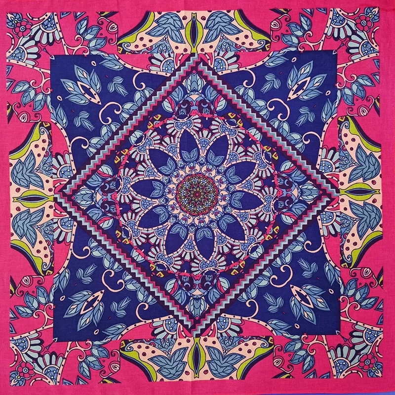 New Design Fashion Lady Beautiful Flower Hip Hop Cotton Bandana Square Scarf Headband Paisley Gifts For Women/Girls