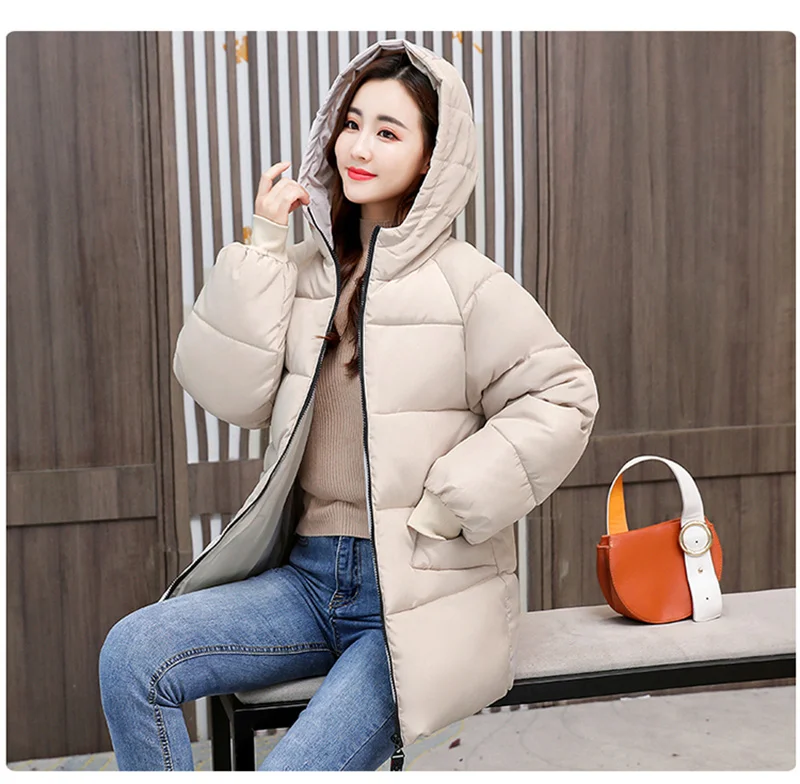 2026 New Special Size 8XL Jacket Woman Winter Down Cotton Jackets Female Fashion Loose Warm Hooded Parka Hooded Outerwear Beige