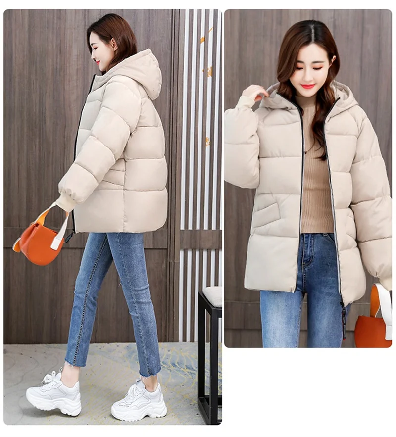 2026 New Special Size 8XL Jacket Woman Winter Down Cotton Jackets Female Fashion Loose Warm Hooded Parka Hooded Outerwear Beige