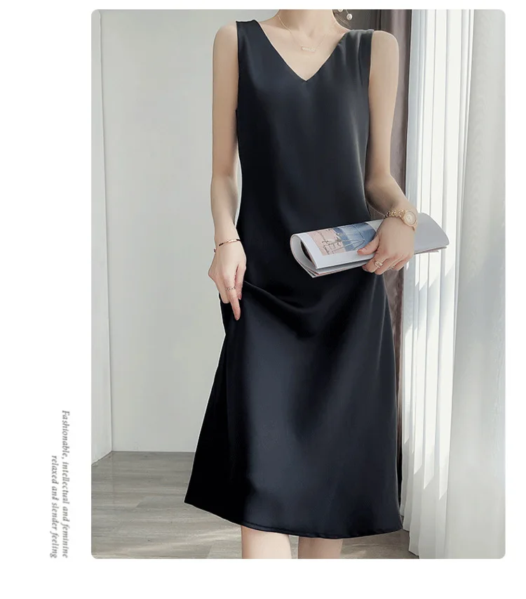 2026 Elegant Women Dress Sexy V-Neck Sleeveless Korean Harajuku Satin Party Long Maxi Dress Casual Sundress Vestido Mujer