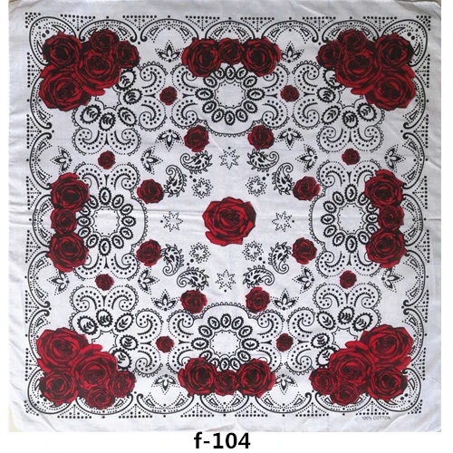 55cm White Black Red Skull Poker Geometric Bandana Unisex Harajuku Hip Hop Square Headband Motorcycle Sports Hair Wrap Wristband