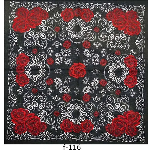55cm White Black Red Skull Poker Geometric Bandana Unisex Harajuku Hip Hop Square Headband Motorcycle Sports Hair Wrap Wristband
