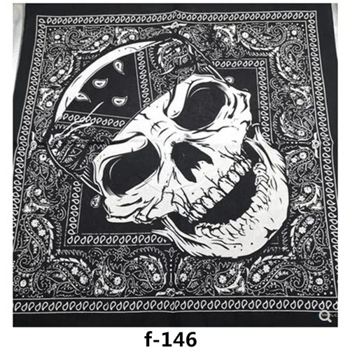 55cm White Black Red Skull Poker Geometric Bandana Unisex Harajuku Hip Hop Square Headband Motorcycle Sports Hair Wrap Wristband