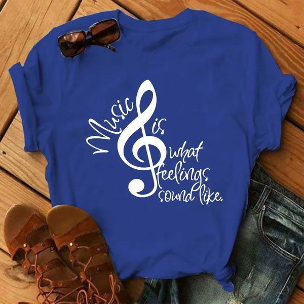 Musical Note Print Women T Shirt Short Sleeve O Neck Loose Women Tshirt Ladies Tee Shirt Tops Clothes Camisetas Mujer