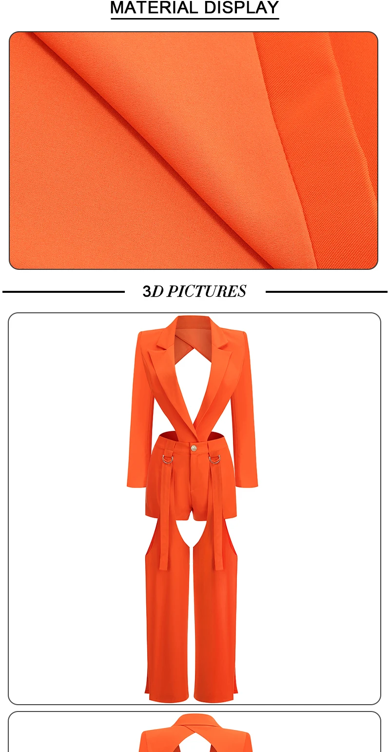 VC 2022 Autumn Fashion Hollow Sexy Casual blazer High Waist Shorts Adjustable Trousers Three-Piece Suit For Women