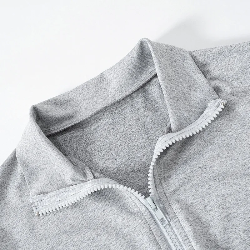 Autum New Two Piece Sets Long Sleeve Zipper Coat and Split Long Pants Women Tracksuit Casual Workout Sportswear Gray Sweatsuit