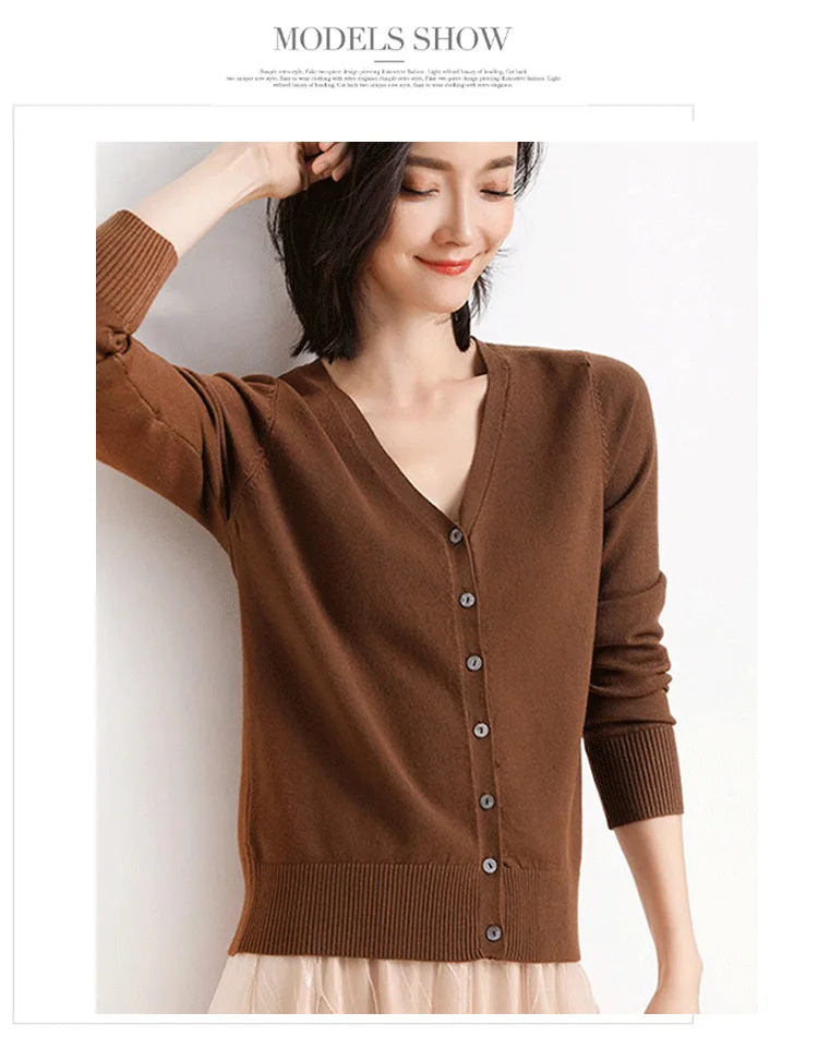 Cardigans Women 2025 Spring Autumn Knitwears Korean Fashion Cardigan Short Style Tops V-neck Knitted Outerwears Solid Sweaters