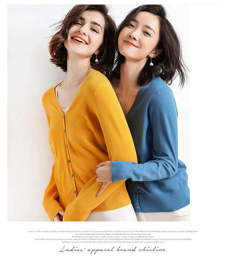 Cardigans Women 2025 Spring Autumn Knitwears Korean Fashion Cardigan Short Style Tops V-neck Knitted Outerwears Solid Sweaters