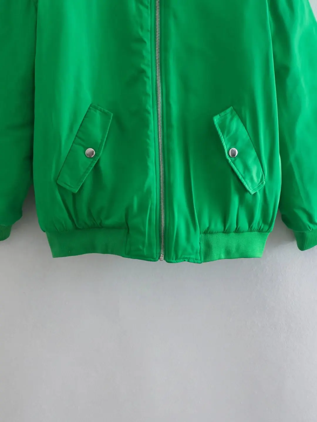 YENKYE 2022 Fashion Women Green Loose Jacket Vintage Long Sleeve Zipper Streetwear Coat Female Autumn Outerwear