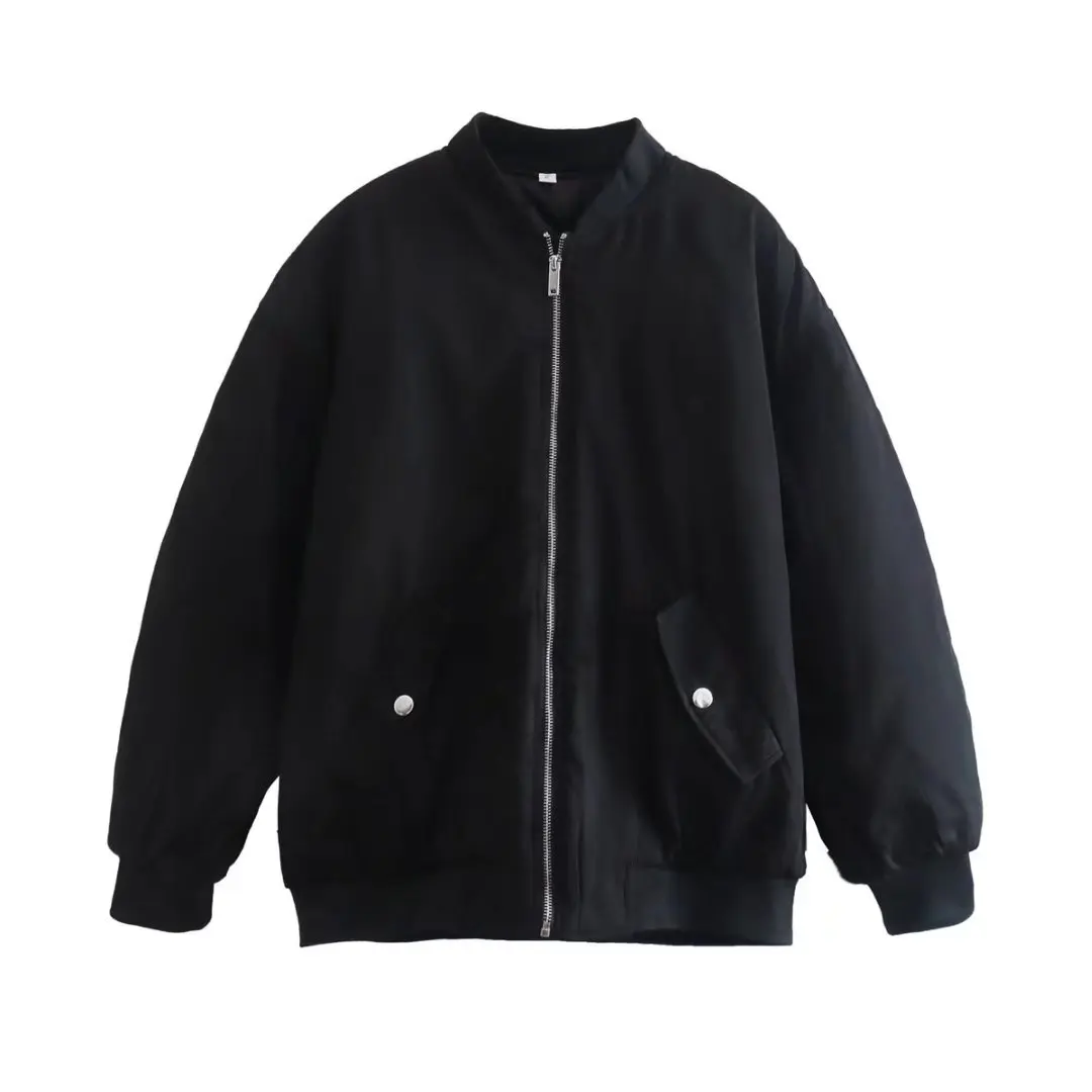 YENKYE 2022 Fashion Women Green Loose Jacket Vintage Long Sleeve Zipper Streetwear Coat Female Autumn Outerwear