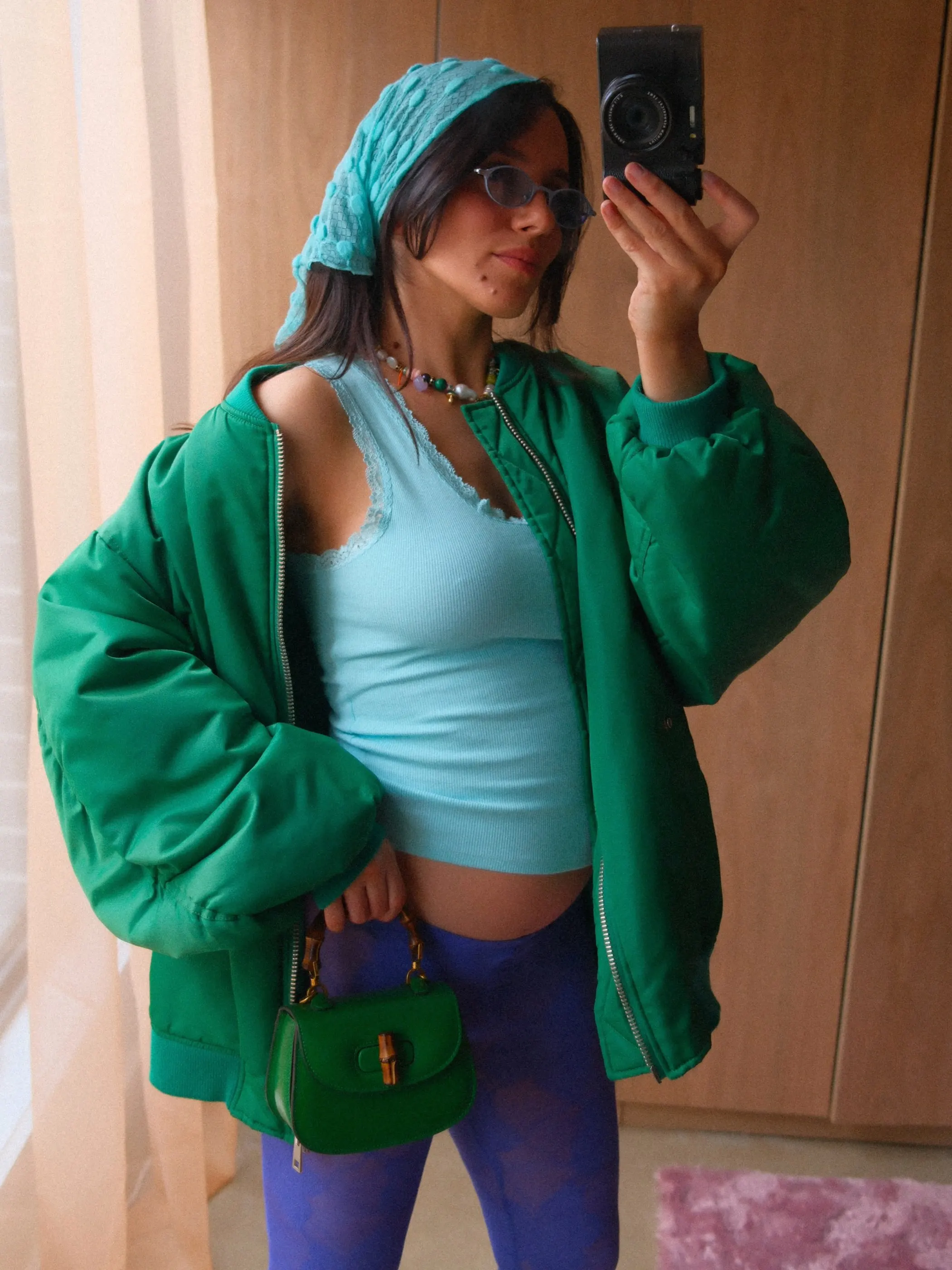 YENKYE 2022 Fashion Women Green Loose Jacket Vintage Long Sleeve Zipper Streetwear Coat Female Autumn Outerwear