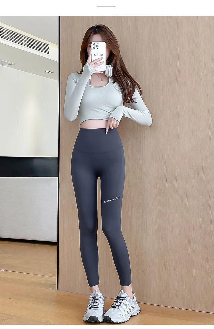 BIVIGAOS Autumn Winter Pocket Phone Shark Leggings Women High Waist Slim-Fit Sport Fitness Leggings Warm Fleece Leggings