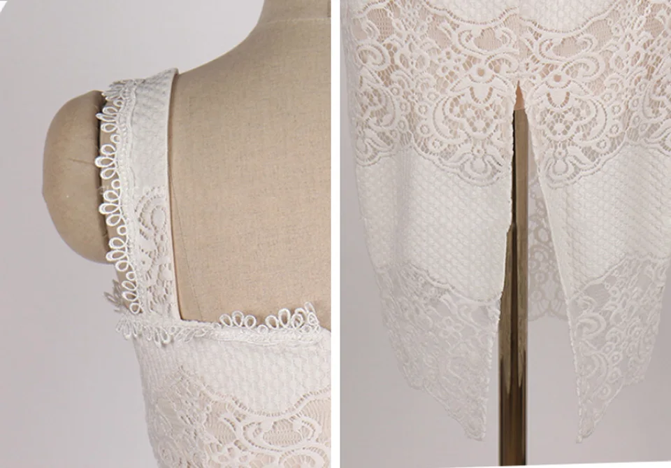High Waist Tight Elegant Party Dress Summer White Sleeveless Square Neckline Suspenders Decorated With Lace Trim Dress Women