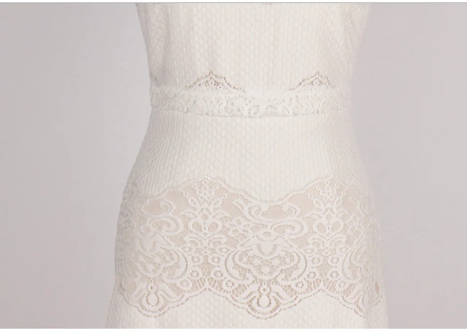 High Waist Tight Elegant Party Dress Summer White Sleeveless Square Neckline Suspenders Decorated With Lace Trim Dress Women