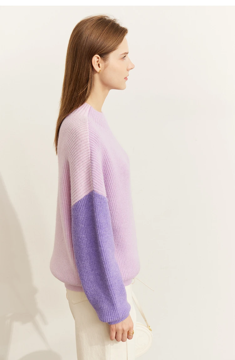 AMII Minimalism Sweaters Women 2024 Autumn Street Wear Spliced Knitted Top Drop Sleeve Loose Full Pullovers Sweaters 12344144