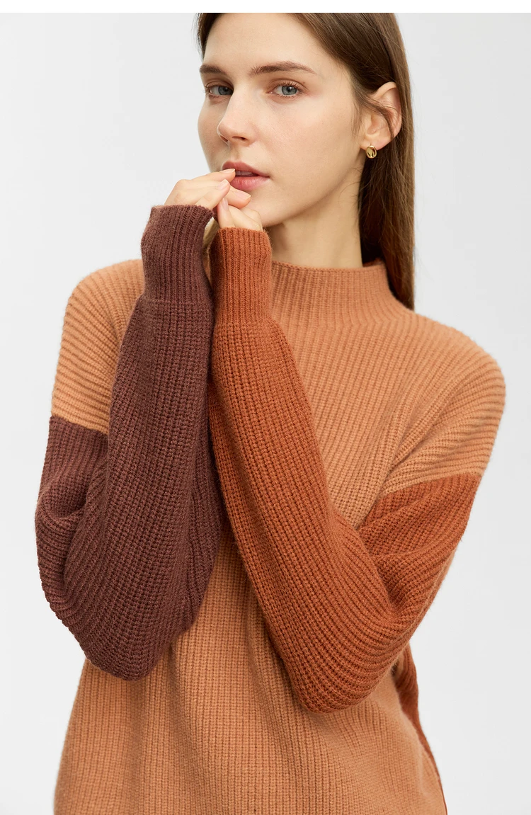 AMII Minimalism Sweaters Women 2024 Autumn Street Wear Spliced Knitted Top Drop Sleeve Loose Full Pullovers Sweaters 12344144