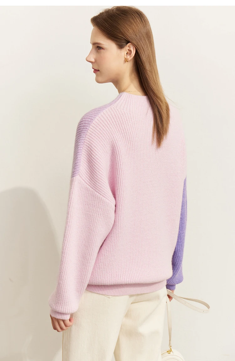 AMII Minimalism Sweaters Women 2024 Autumn Street Wear Spliced Knitted Top Drop Sleeve Loose Full Pullovers Sweaters 12344144