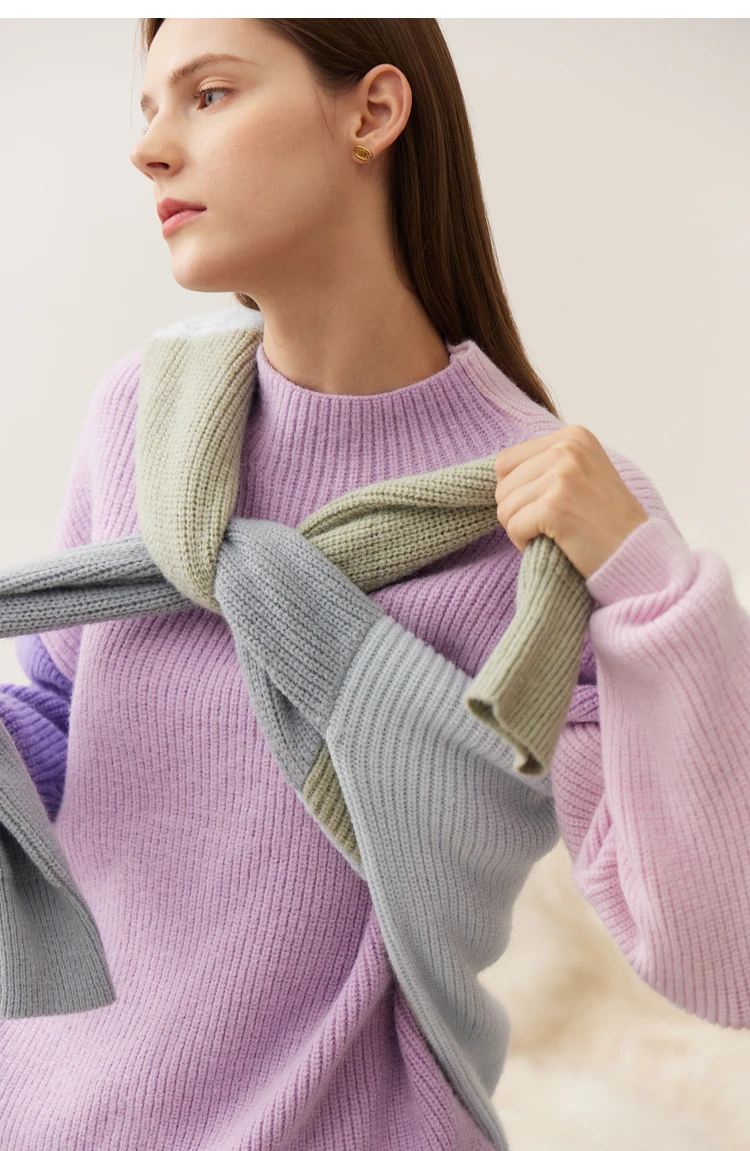 AMII Minimalism Sweaters Women 2024 Autumn Street Wear Spliced Knitted Top Drop Sleeve Loose Full Pullovers Sweaters 12344144