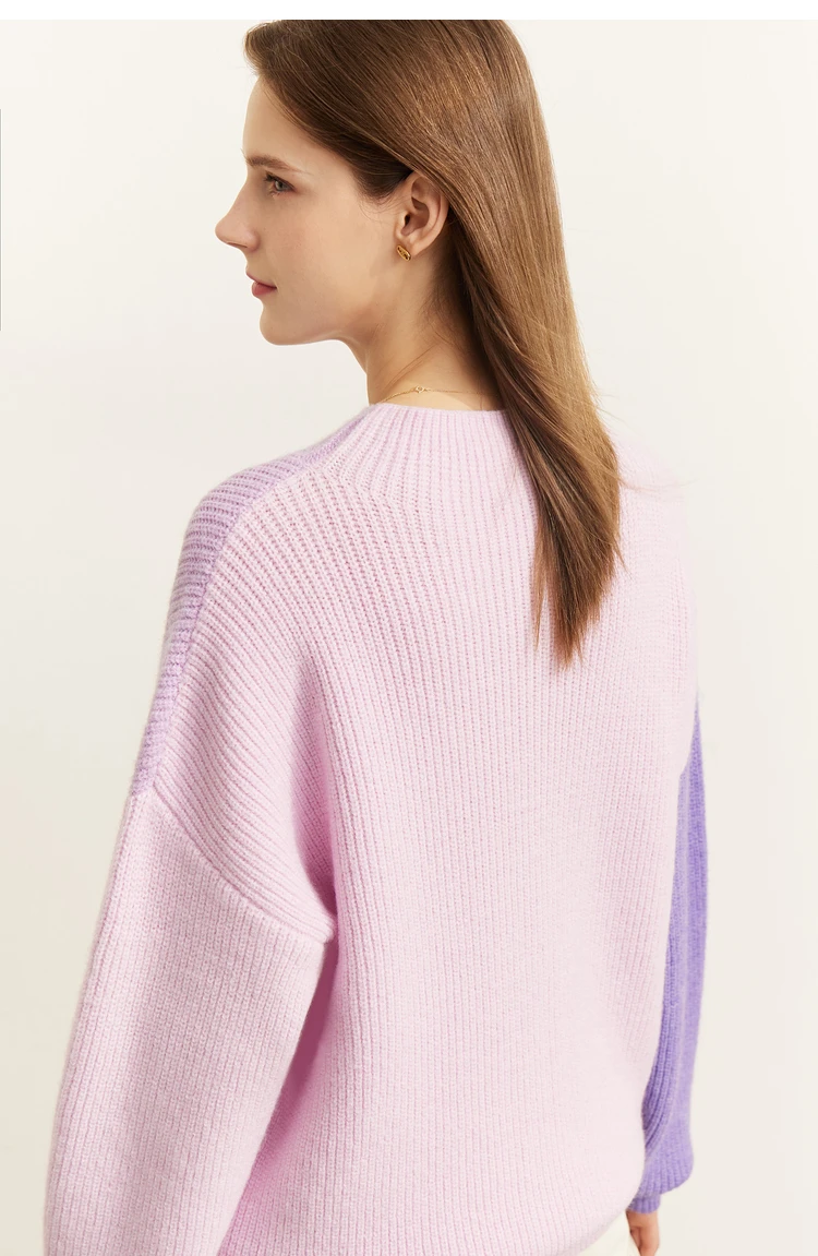 AMII Minimalism Sweaters Women 2024 Autumn Street Wear Spliced Knitted Top Drop Sleeve Loose Full Pullovers Sweaters 12344144